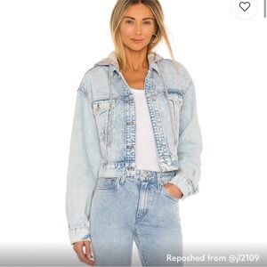 Women's Free People hooded Light Blue Denim Jacket